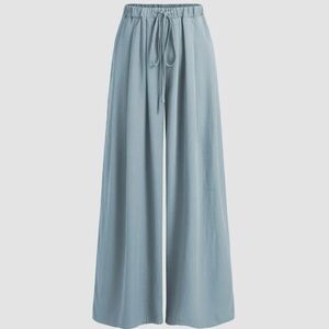 ELASTIC WAIST WIDE LEG TROUSERS